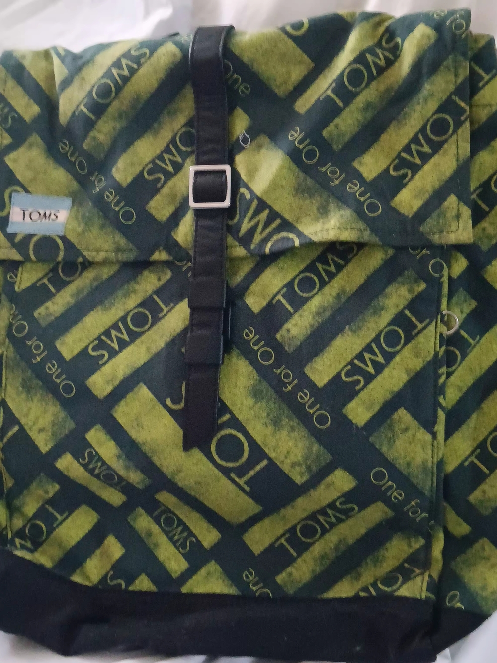 TOMS Green and Black Patterned Canvas Backpack